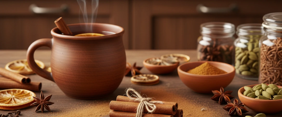 Taza de té con canela