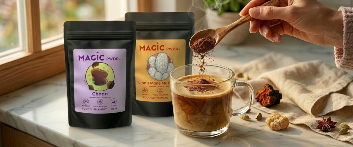 Consumo diario de setas adaptógenas en polvo: añadir extracto de seta melena de león en polvo al café