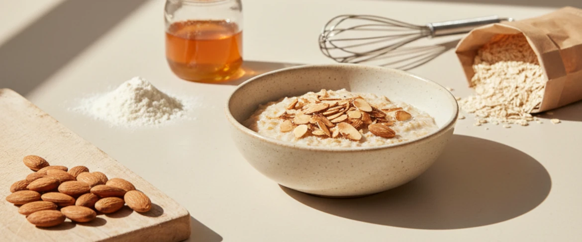 Las almendras en la cocina: almendras laminadas, almendras molidas y almendras tostadas en platos