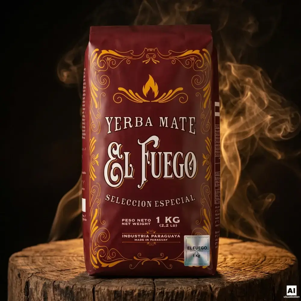 La yerba mate más fuerte: «El Fuego Elaborada», 1 kg.