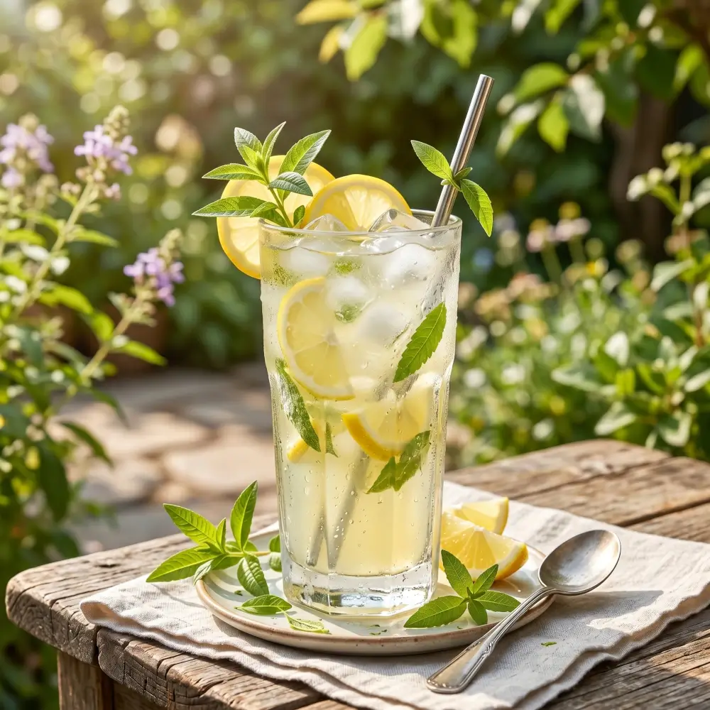 Limonada de verano con verbena de limón