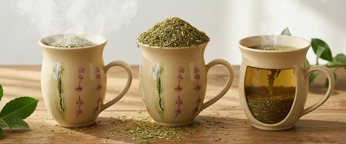 Errores comunes al preparar yerba mate en una taza: agua demasiado caliente o demasiada yerba mate.
