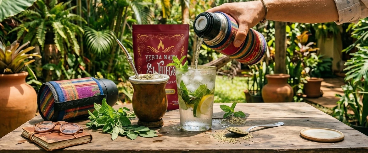 Tereré: té paraguayo que se sirve frío, una refrescante infusión de yerba mate paraguaya con hierbas y cítricos