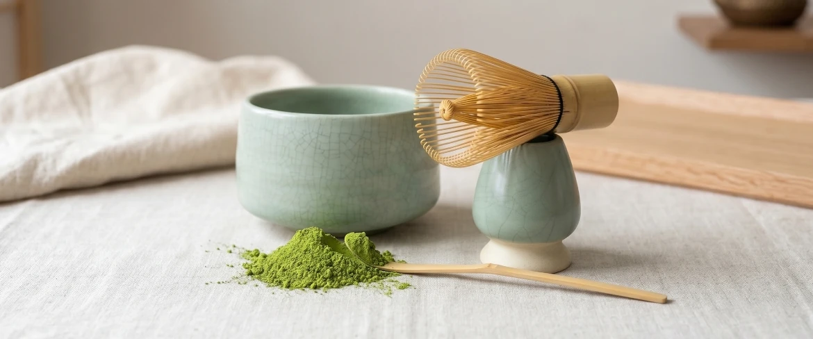 Batidor de matcha (chasen) y soporte para kusenaoshi – juego de matcha