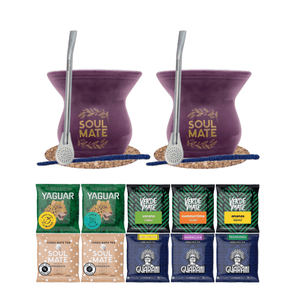 Set de Yerba Mate 10x50g 2x Calabaza + 2x Bombilla