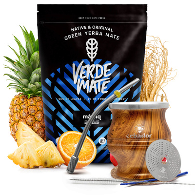 Juego de Yerba Verde Mate Mas IQ 0,5kg + TermoColador