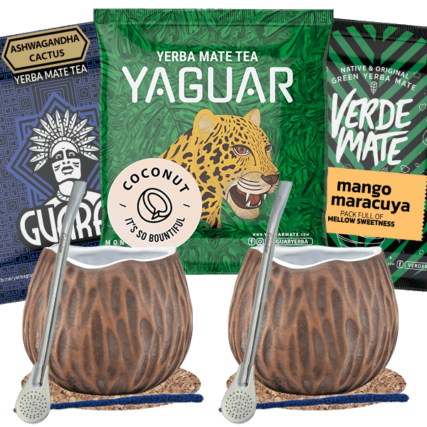 Yerba Mate Set calabaza + bombilla para dos