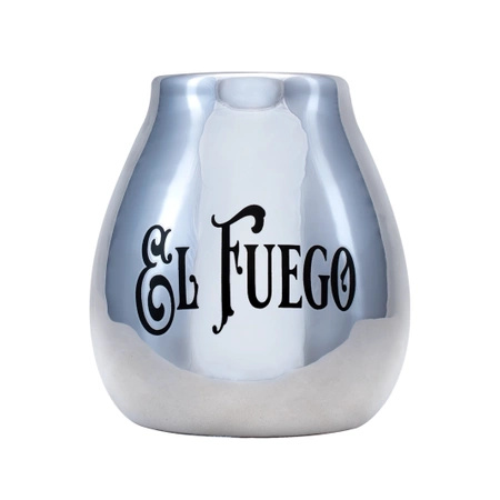 Calabaza de cerámica con logotipo El Fuego (plata) 350 ml