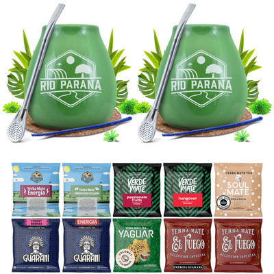 Yerba Mate Set PARA DOS Calabaza Bombilla