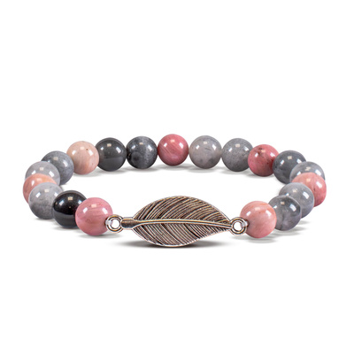 Pulsera Mala con rodonita y cuarzo ahumado