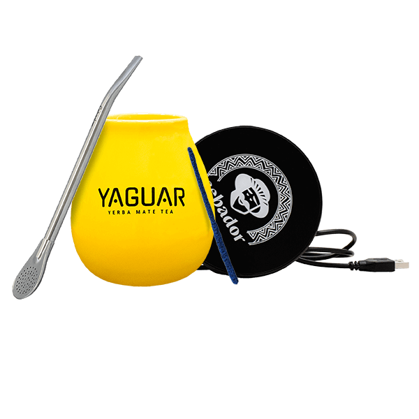 Set de Accesorios de Yerba Mate: calentador USB para taza + Calabaza + Bombilla