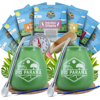 Yerba Mate Rio Parana set de inicio para pareja accesorios