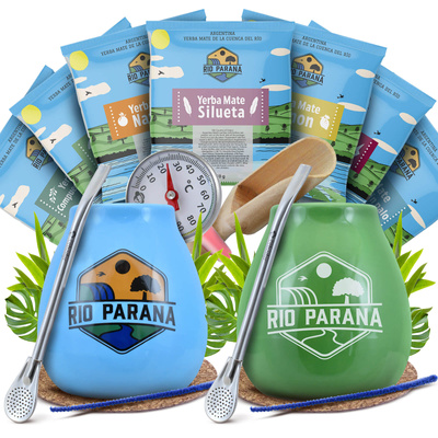 Yerba Mate Rio Parana set de inicio para pareja accesorios
