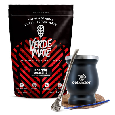 Set de Yerba Mate Verde Mate Energia Guarana 500g TermoMate + Bombilla
