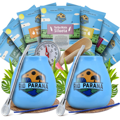 Yerba Mate Rio Parana set de inicio para pareja accesorios