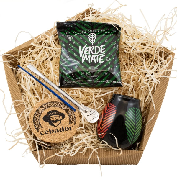 Set de regalo de Yerba Mate: Verde Mate Frutos Tropicales 50g + Calabaza + Bombilla