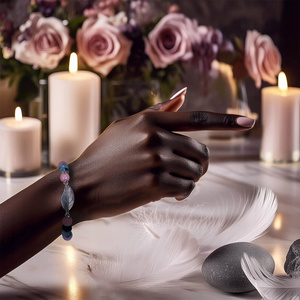 Pulsera Mala con rodonita y cuarzo ahumado