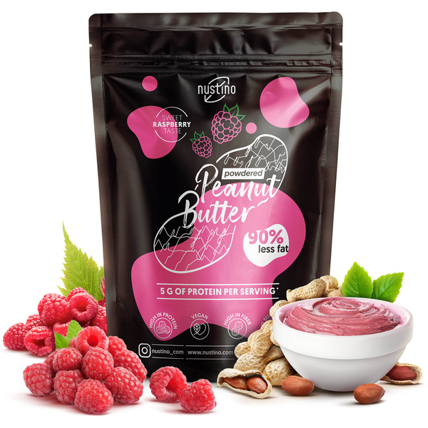 Set de mantequilla de cacahuete en polvo Nustino: Raspberry + Salted Caramel + Matcha 3x400g