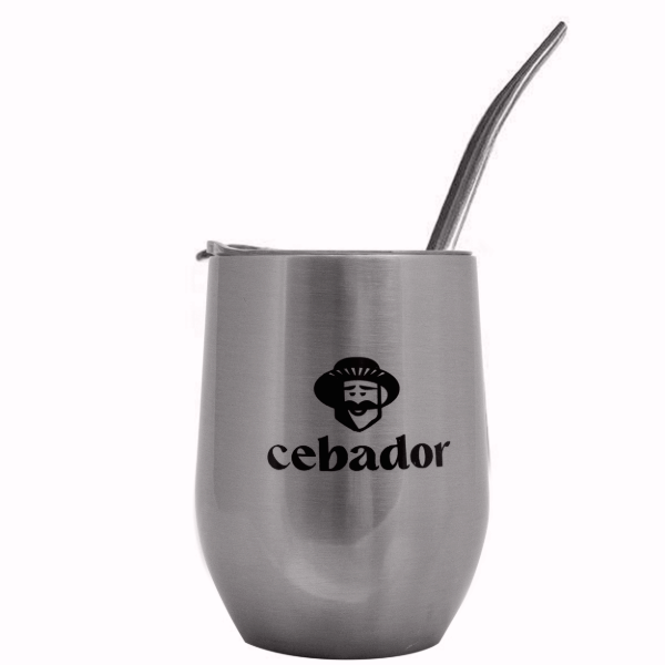 TermoLid – mate de acero inoxidable con tapa – Cebador (plateado) – 350 ml