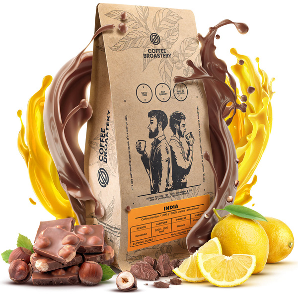 Bro Coffee Roastery - Café arábica en grano India Karnataka Premium 1 kg