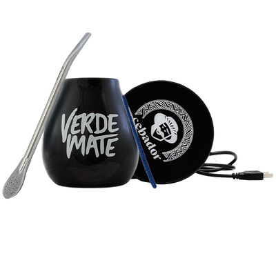 Set de Accesorios de Yerba Mate: calentador USB para taza + Calabaza + Bombilla