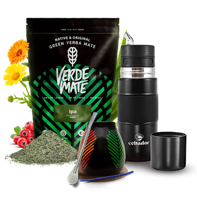 Set de Yerba Mate Verde Mate IPA 500g 0,5kg Yerbomos + Calabaza + Bombilla