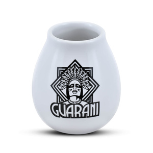 Calabaza de cerámica con logo "Guarani" - 350 ml - blanca
