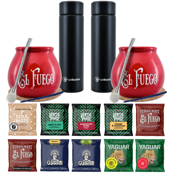 Yerba Mate Termo Bombilla Set para Dos 500g