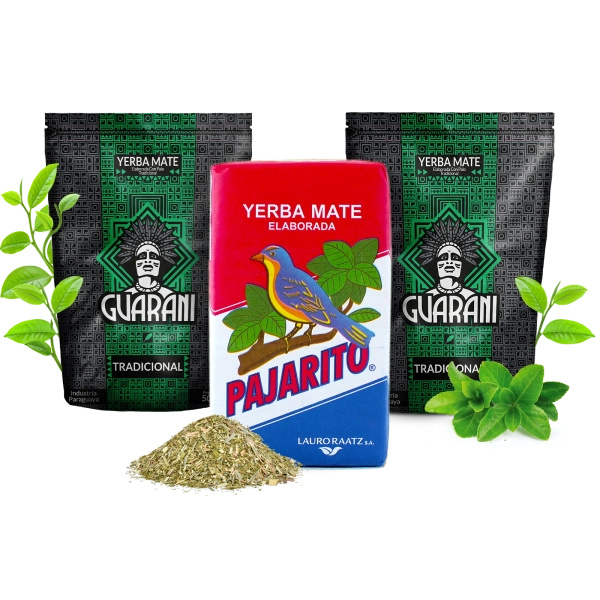 Set de Yerba Mate Elaborada: 2x Guarani + 1x Pajarito