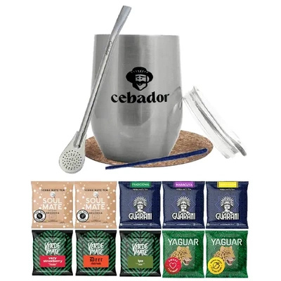 Set de Yerba Mate: muestras 10x50g + TermoLid + Bombilla