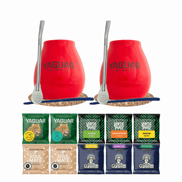 Set de Yerba Mate 10x50g 2x Calabaza + 2x Bombilla