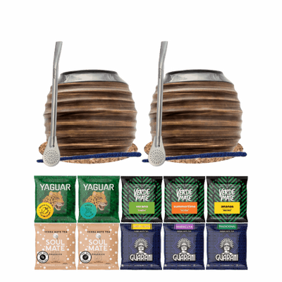 Set de Yerba Mate 10x50g 2x Calabaza + 2x Bombilla