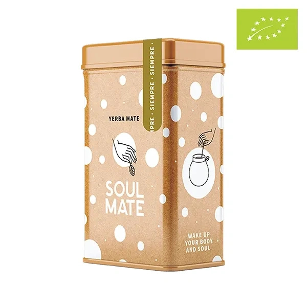 Yerbera – Lata metálica + Soul Mate Orgánica Siempre 0,5 kg