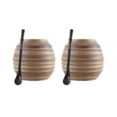 Yerba Mate Set de Accesorios: 2x Calabaza + 2x Bombilla