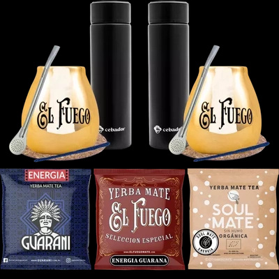 Juego de yerba mate para parejas PREMIUM termo de calabaza