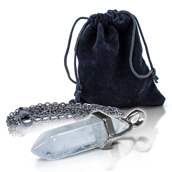 Colgante con cristal de roca en bolsa + cadena