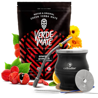 Juego de Yerba Verde Mate Energia 0,5kg + TermoColador
