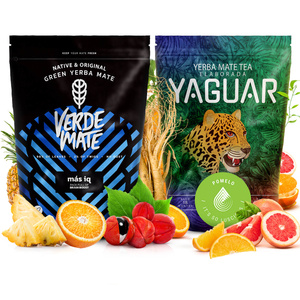 Set de Yerba Mate: Verde Mate + Yaguar 2x500g 1kg