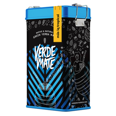 Yerbera – Lata metálica + Verde Mate Green Más IQ Tropical 0,5 kg