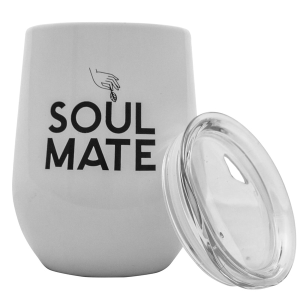 TermoLid – mate térmico para yerba mate con tapa – Soul Mate (blanco) – 350 ml