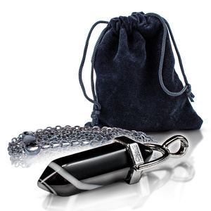 Colgante con ágata negra en bolsa + cadena