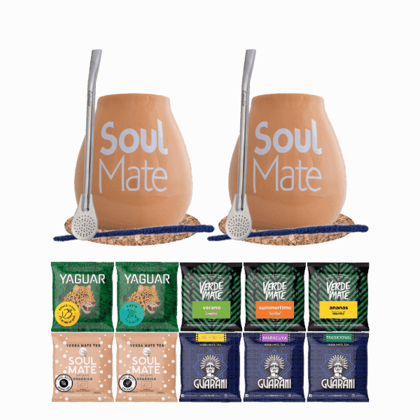 Set de Yerba Mate 10x50g 2x Calabaza + 2x Bombilla