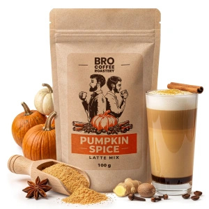 Set para Pumpkin Spice Latte: café Bro Coffee Roastery Brazil Samba 1kg + Pumpkin Spice Latte Mix 100g