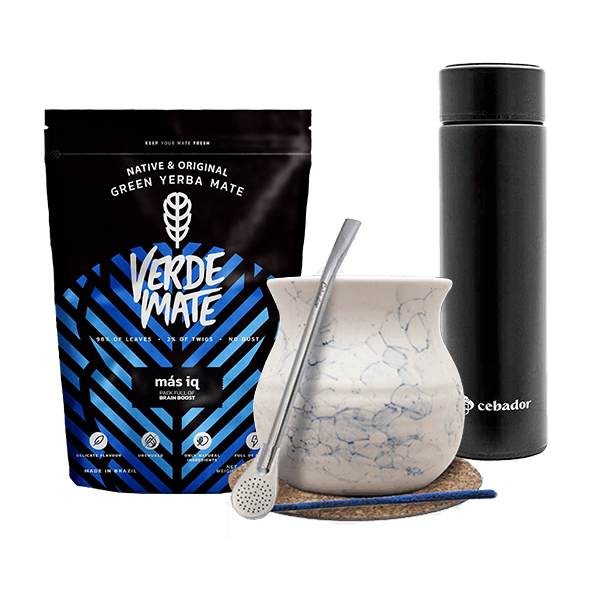 Juego Yerba Verde Mate MAS IQ 500g Calabaza Termo