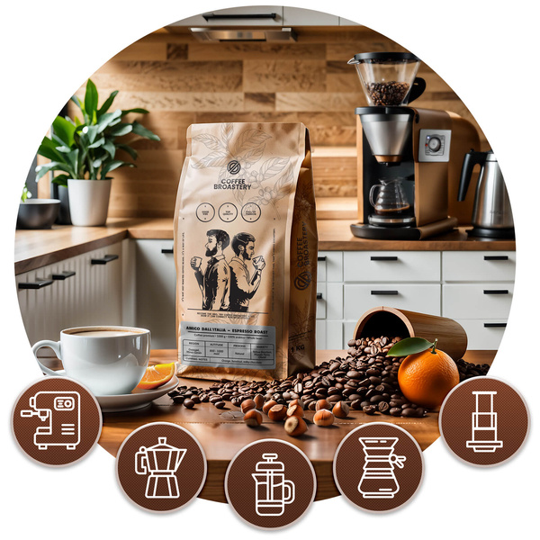 Bro Coffee Roastery - Café arábica en grano Amico dall'Italia Espresso Roast 400 g