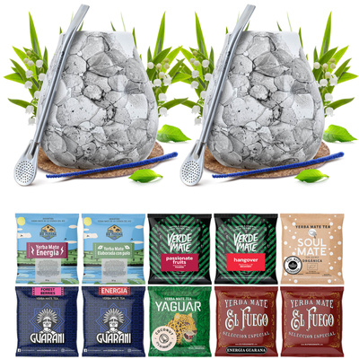 Yerba Mate Set PARA DOS Calabaza Bombilla