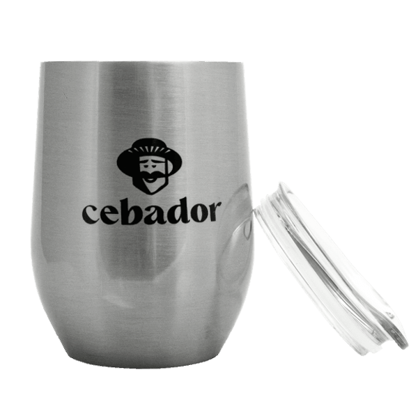 TermoLid – mate térmico para yerba mate con tapa – Cebador (plateado) – 350 ml