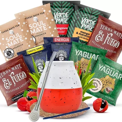 Set de Yerba Mate 10x50g Calabaza + Bombilla