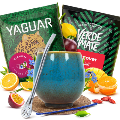 Juego de Yerba Mate 2x50g Calabaza + Bombilla