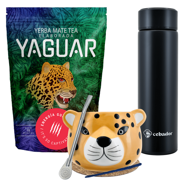 Yerba Mate Yaguar Energia 500g calabaza termo set